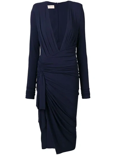 Shop Alexandre Vauthier Draped Midi Dress In Blue