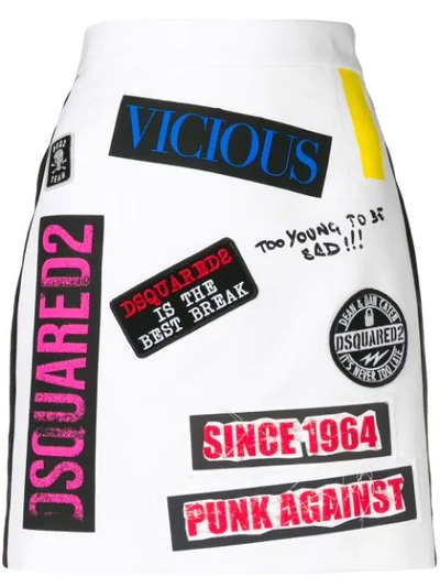 Shop Dsquared2 Slogan Printed Skirt In White