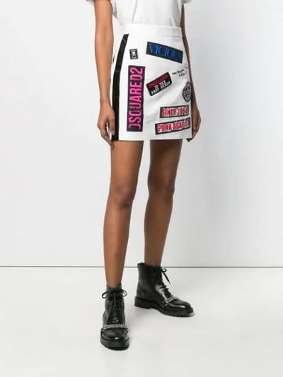 Shop Dsquared2 Slogan Printed Skirt In White