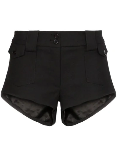 Shop Saint Laurent Mid-rise Mini Shorts In Black