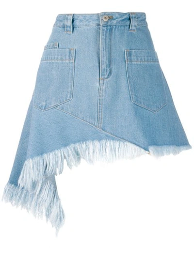 Shop Marques' Almeida Asymmetric Denim Skirt In Blue