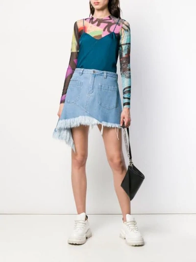 Shop Marques' Almeida Asymmetric Denim Skirt In Blue