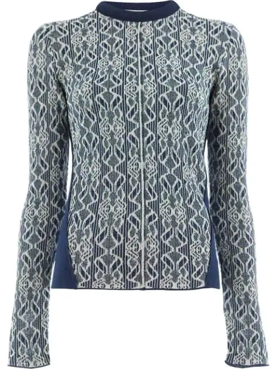 Shop Chloé Embroidered Fitted Sweater In Blue