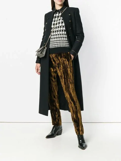 Saint Laurent Trousers In Crinkled Velvet In Metallic
