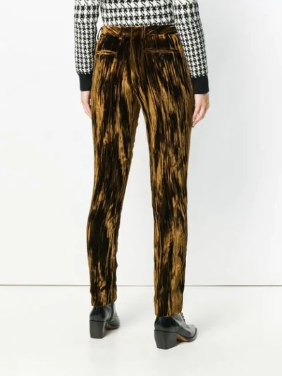 Saint Laurent Trousers In Crinkled Velvet In Metallic