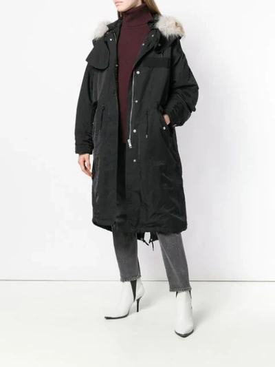 Shop Givenchy Oversized Parka Coat In 001 Black