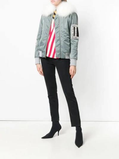 Shop Mr & Mrs Italy Trimmed Bomber Jacket In Grey