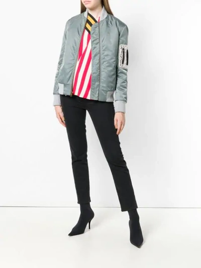 Shop Mr & Mrs Italy Trimmed Bomber Jacket In Grey