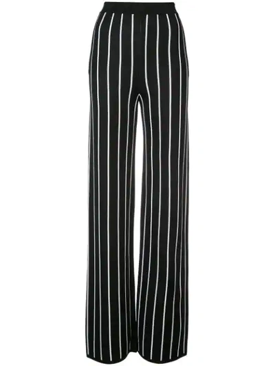 Shop Balmain Striped Trousers - Black