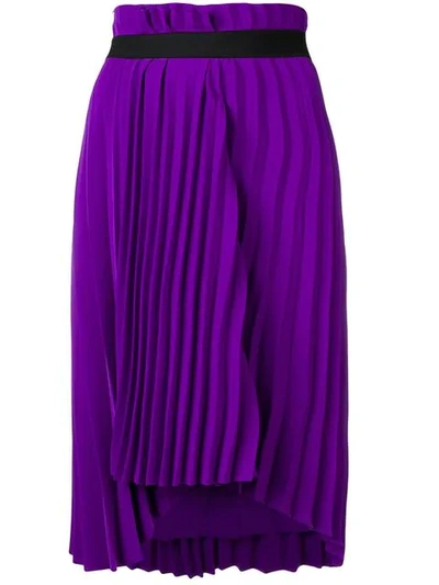 Shop Balenciaga Pleated Elastic Skirt In Purple