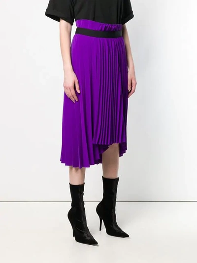 Shop Balenciaga Pleated Elastic Skirt In Purple