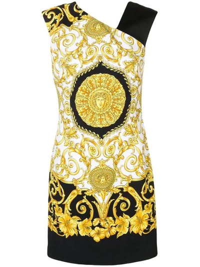Shop Versace Baroque Sleeveless Printed Mini Dress In Black