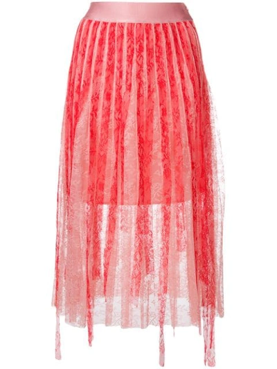 Shop Pinko Lace Pleated Skirt In Pink