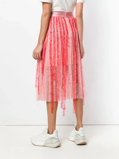 Shop Pinko Lace Pleated Skirt In Pink