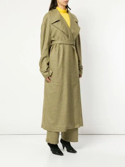 Shop Strateas Carlucci Meta Check Trench Coat In Green