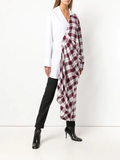 Shop Balossa White Shirt Deconstructed Plaid Shirt