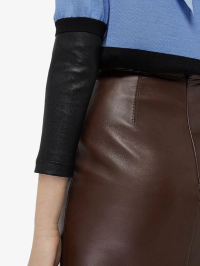 Shop Burberry Lambskin Pencil Skirt In Brown