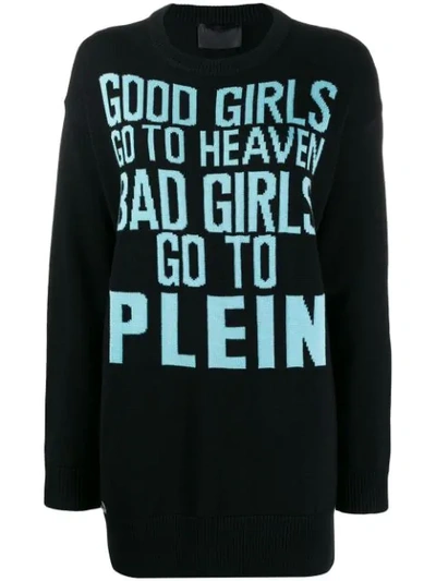 Shop Philipp Plein Good Girls Longline Jumper In Black