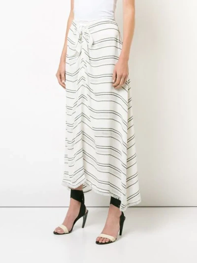 PROENZA SCHOULER 绉纱条纹半身裙 - 白色