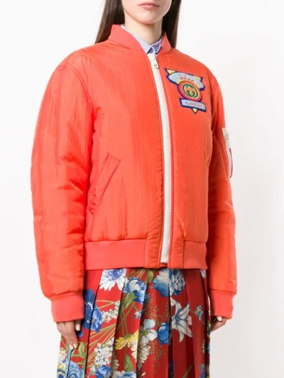 Shop Gucci Textured Bomber Jacket In Orange