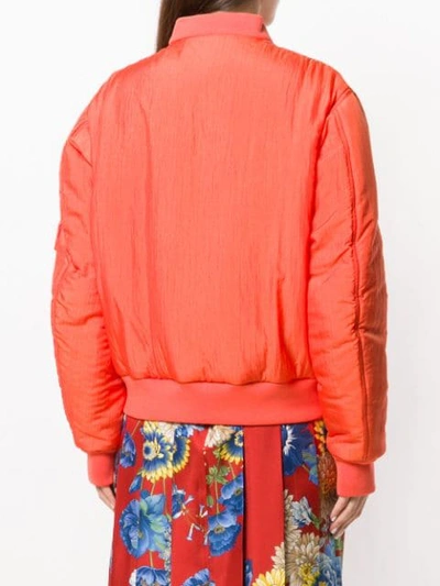 Shop Gucci Textured Bomber Jacket In Orange