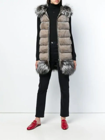 Shop Cara Mila Aurora Gilet Coat Set In Grey