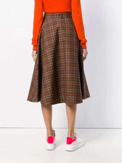 Shop Msgm Checked Flared Skirt  In 30 Camel