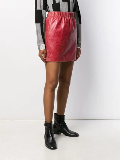 Shop Miu Miu Cracked Effect Mini Skirt In Red
