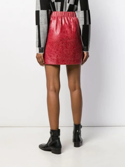 Shop Miu Miu Cracked Effect Mini Skirt In Red