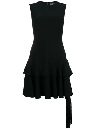 Shop Alexander Mcqueen Frilled Short Dress In Black