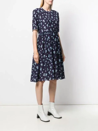 Shop Marni Floral Print Midi Dress In Peb81 Light Navy