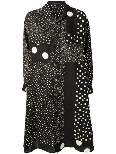 Shop Yohji Yamamoto Oversized Shirt With Patchwork-pattern - Black