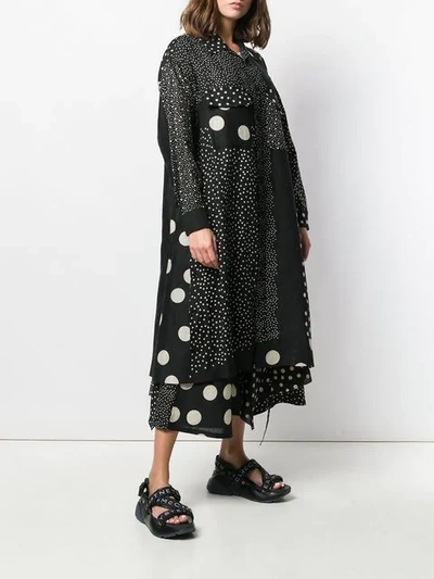 Shop Yohji Yamamoto Oversized Shirt With Patchwork-pattern - Black