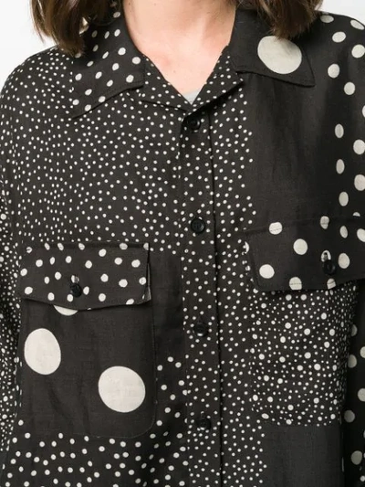 Shop Yohji Yamamoto Oversized Shirt With Patchwork-pattern - Black