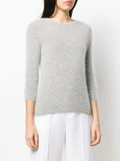 Shop Roberto Collina Furry Knit Sweater In Grey