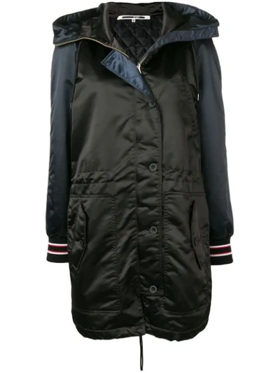 Shop Mcq By Alexander Mcqueen Contrast Sleeve Parka Coat In Black