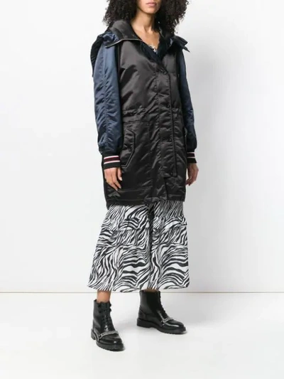 Shop Mcq By Alexander Mcqueen Contrast Sleeve Parka Coat In Black