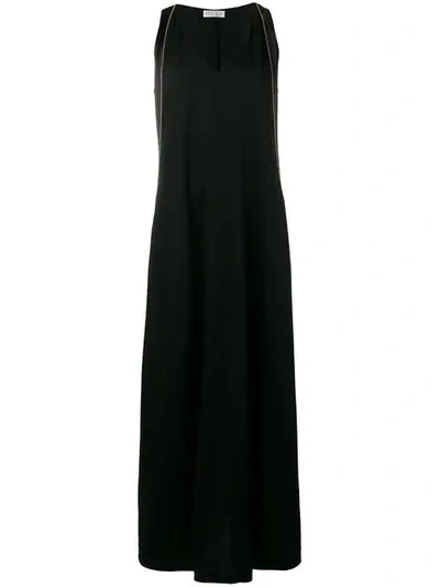 Shop Brunello Cucinelli Contrast Side Maxi Dress In Black