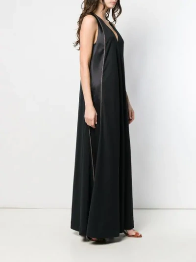 Shop Brunello Cucinelli Contrast Side Maxi Dress In Black