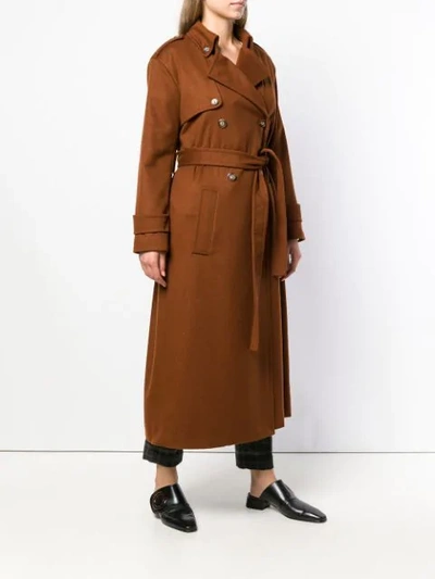 Shop Erika Cavallini Belted Long Coat - Brown