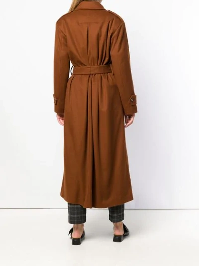 Shop Erika Cavallini Belted Long Coat - Brown