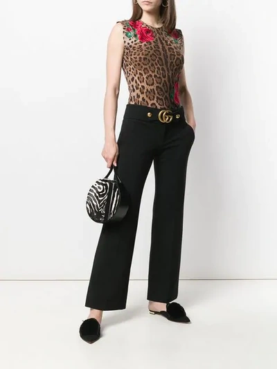 Shop Dolce & Gabbana Leopard Print Knit Top In Brown