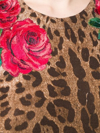 Shop Dolce & Gabbana Leopard Print Knit Top In Brown