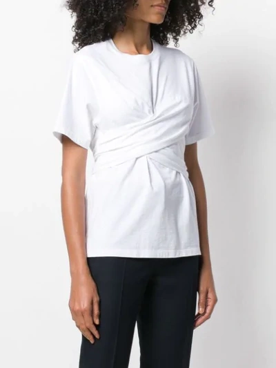 Shop Cedric Charlier T-shirt With Knotted Drape In White