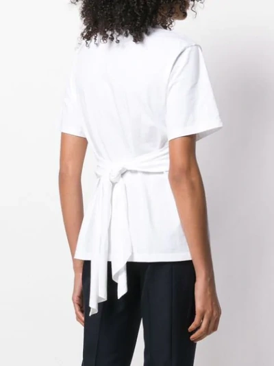 Shop Cedric Charlier T-shirt With Knotted Drape In White