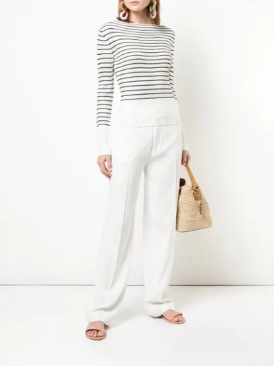 Shop Theory Striped Knitted Top In Ivory/black