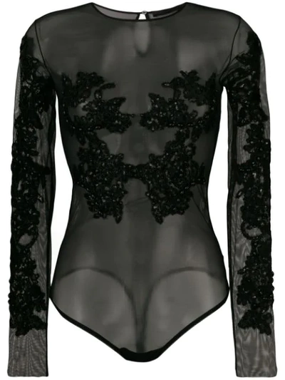 Shop Amen Sheer Embellished Body - Black