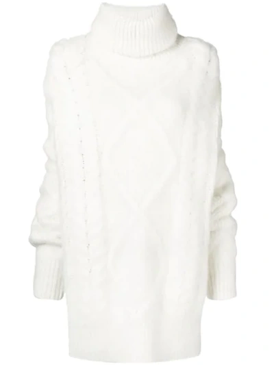 Shop Maison Margiela Long Chunky Knit Sweater In White