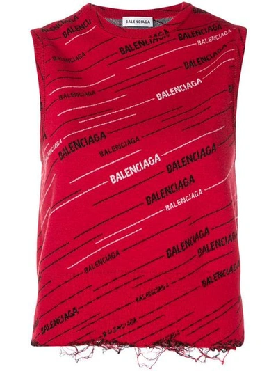 Shop Balenciaga Logo Tank Top In Red