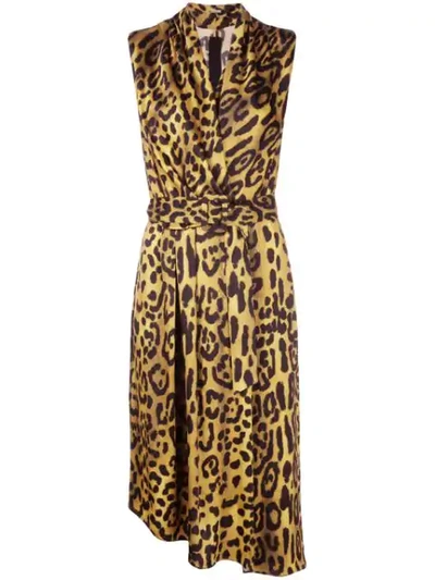 Shop Adam Lippes Leopard Print Midi Dress In Gold